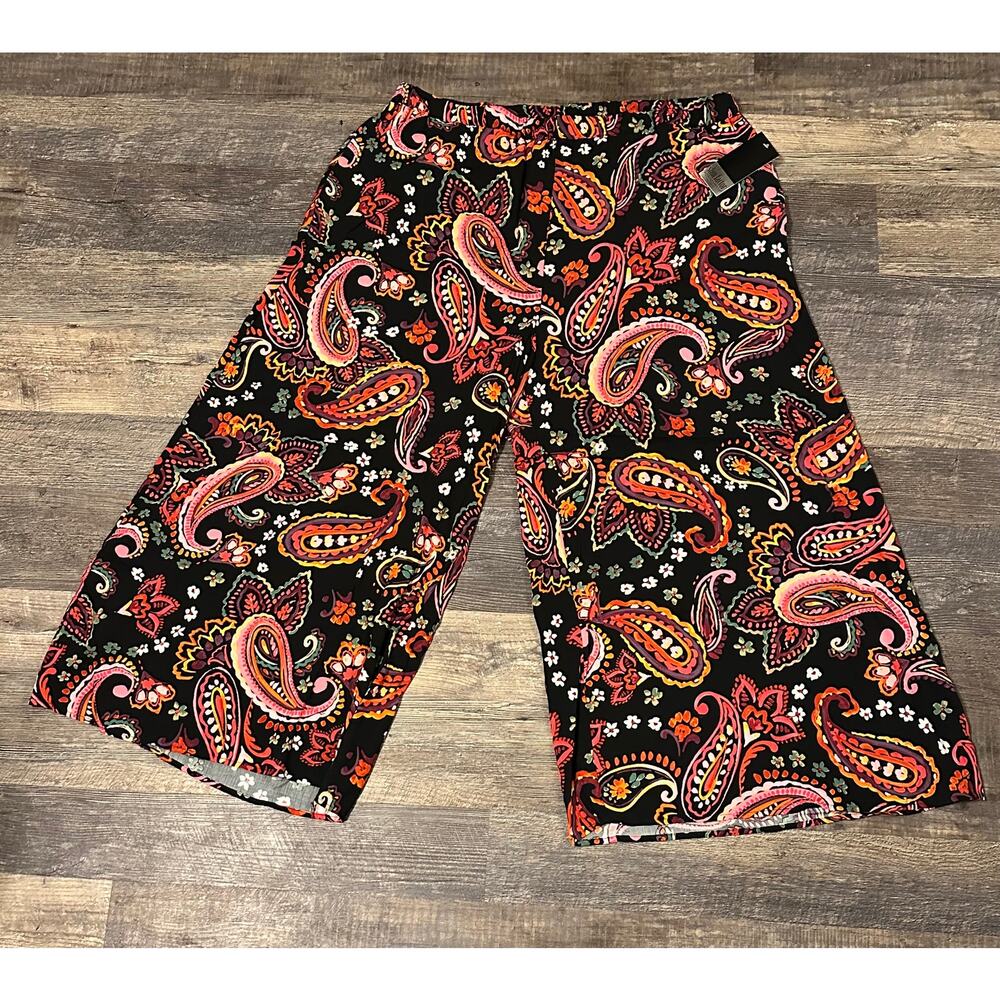 Slim Factor Women's Multicolor Paisley High Rise Wide Leg Leggings Size 2X NWT - Picture 2 of 3